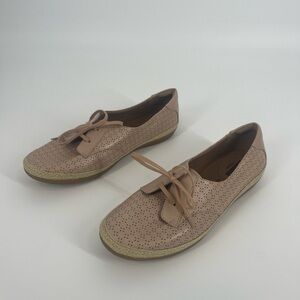 Clarks Collections Leather Pink Lace Up Comfort Shoes (SB4#100)
